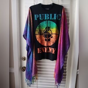 Upcycled Public Enemy tshirt/poncho